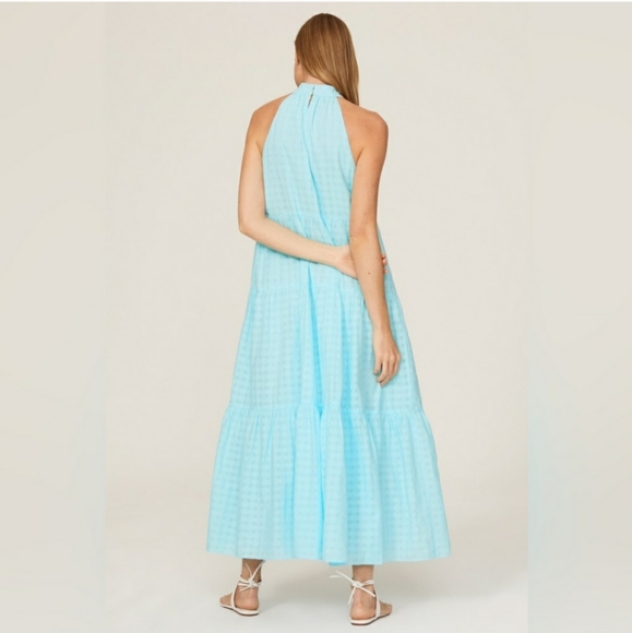 Nwt medium Trina Turk Tiered Sunglasses Maxi Dress turquoise - Picture 4 of 13